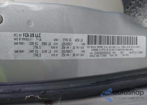 2016 Dodge Grand Caravan American Value Pkg из США, поврежденный, VIN 2C4RDGBG5GR392181